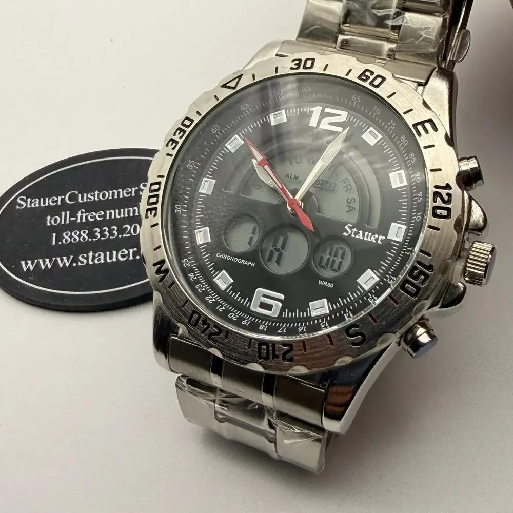 Stauer Compendium Hybrid Chronograph Watch - Oversized Sporty Timepiece